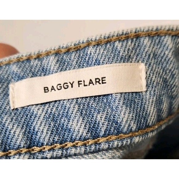 Forever 21 Baggy Flare Wide Leg Skater Jeans 30 Light Wash Denim 100% Cotton - Picture 8 of 12